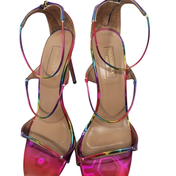 AQUAZZURA Minute 105 Disco Rainbow Leather Sandal - Picture 8 of 16
